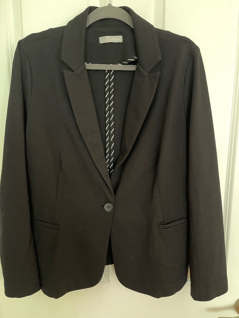 Olivia Moon Black Knit One-Button Blazer